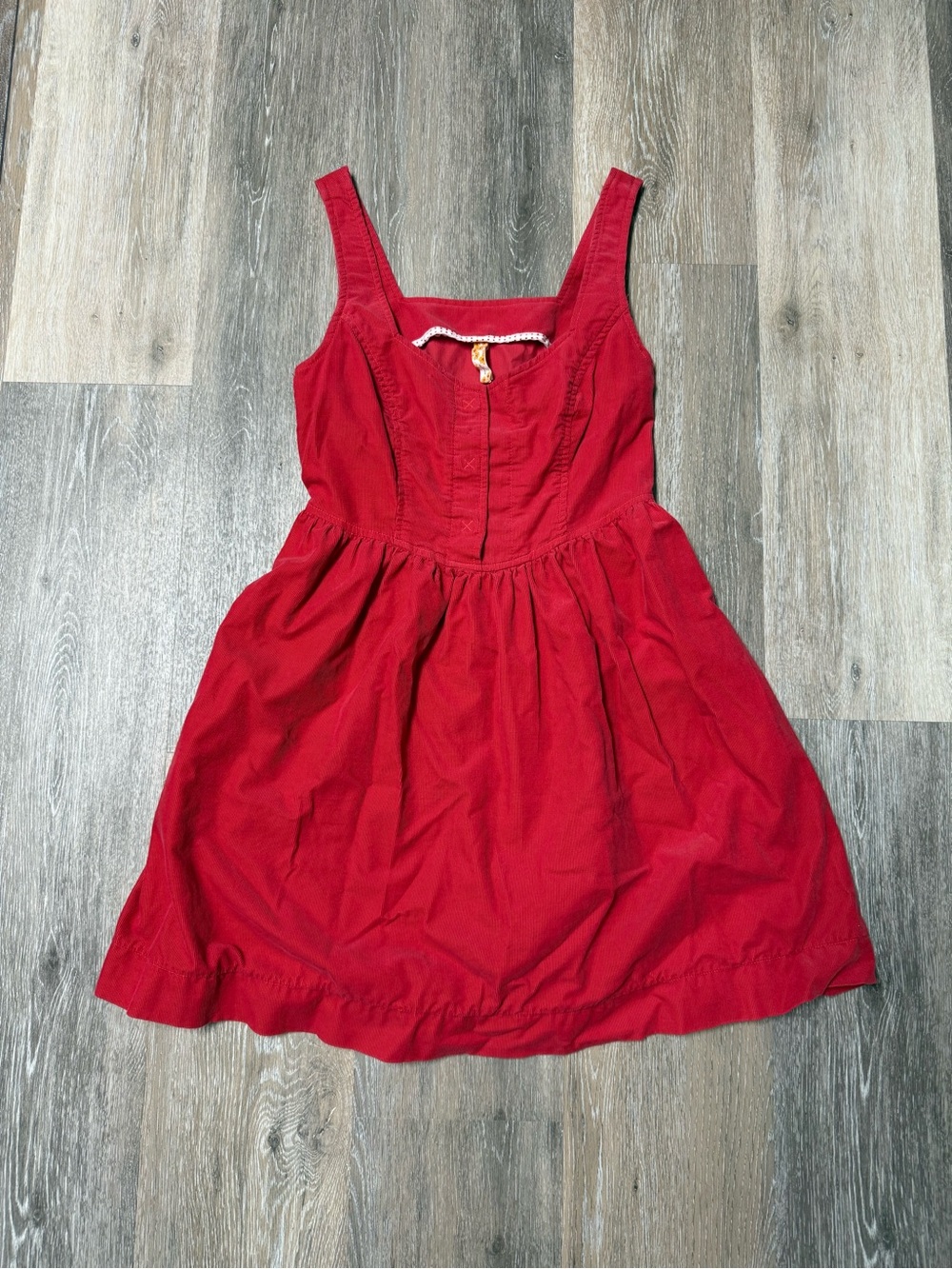 VTG Anthropologie Maeve Red Corduroy Mini Dress 0 Pinafore